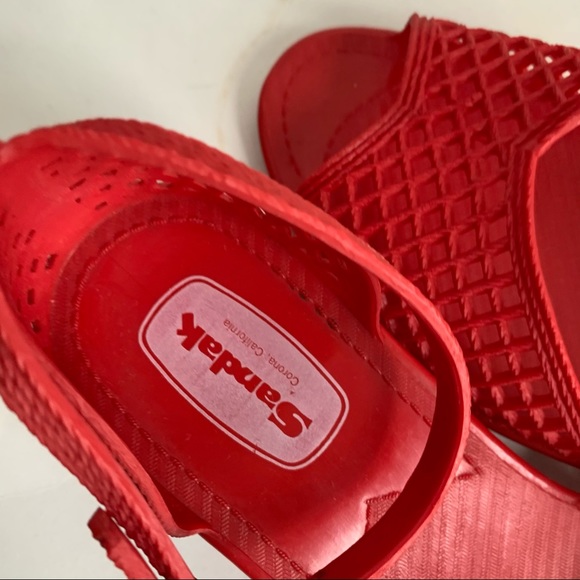 Sandak Sandals Size 10.5 Red Jelly Vintage 1970’s California Deadstock New W Box - Picture 9 of 11